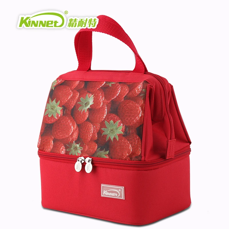 Термосумка KinNet двухслойная изолированная сумка кулер красная через плечо из