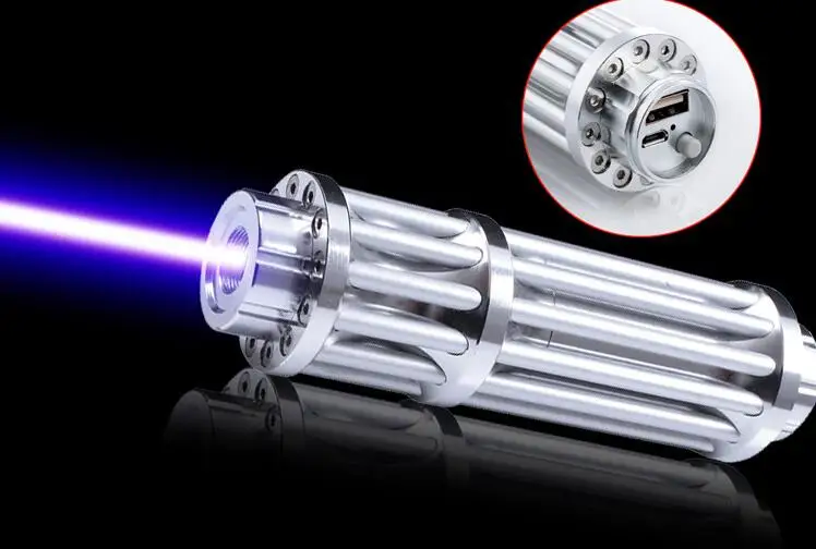 Мощная Синяя лазерная указка USB 200000 м нм лазерный светильник регулируемый фокус