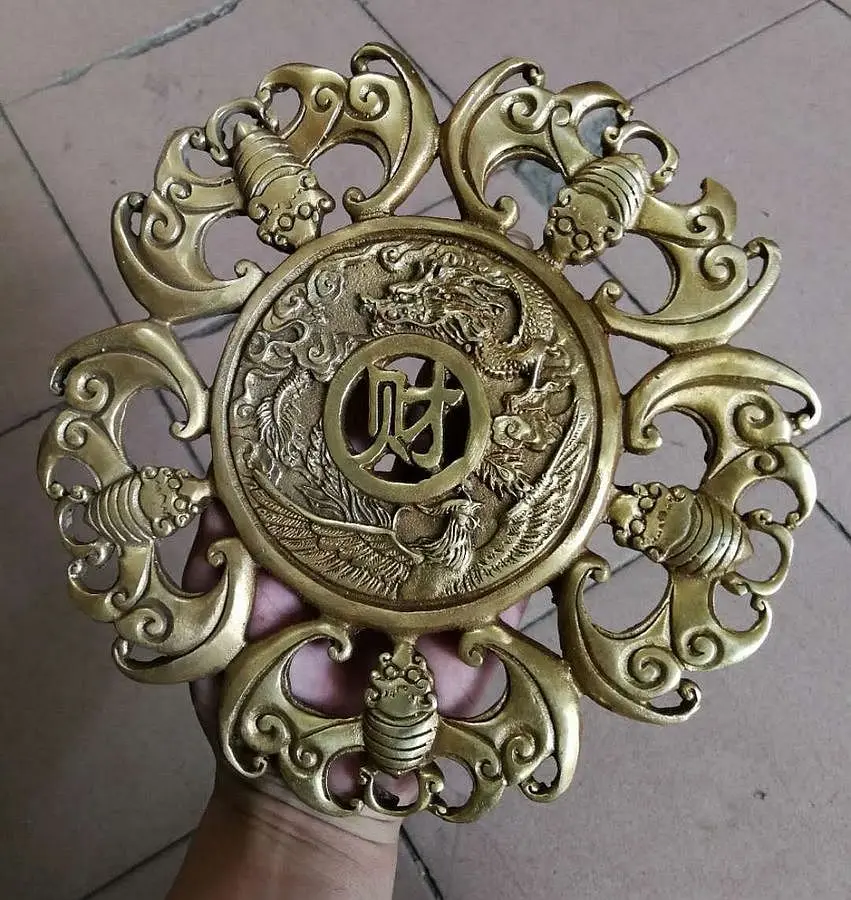 Винтажная круглая дверная стена подвесной экран удачи фэншуй дракон Феникс