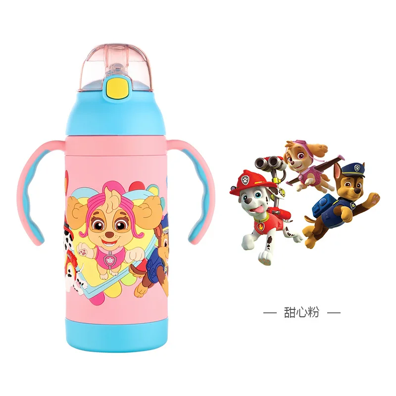 Pink 1 шт., 380 мл, настоящие бутылки для воды Paw Patrol, Вакуумная чашка, 316 нержавеющая сталь, термальная бутылка, BPA прямая чашка для детей, для мальчиков и девочек - Цвет: Pink