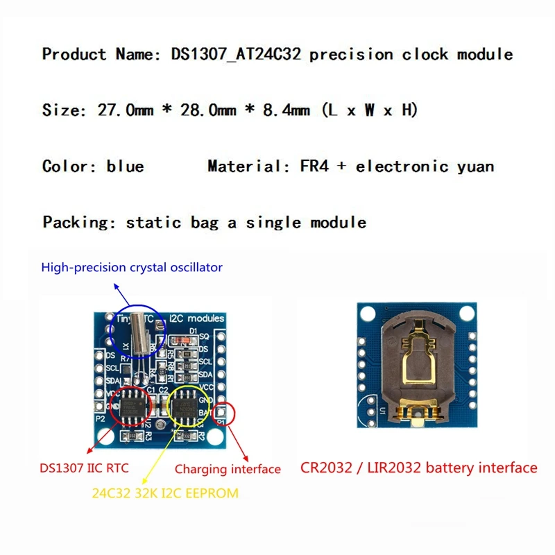 1 шт. Новое поступление AT24C32 Часы в реальном времени RTC I2C DS1307 модуль для AVR ARM PIC 51