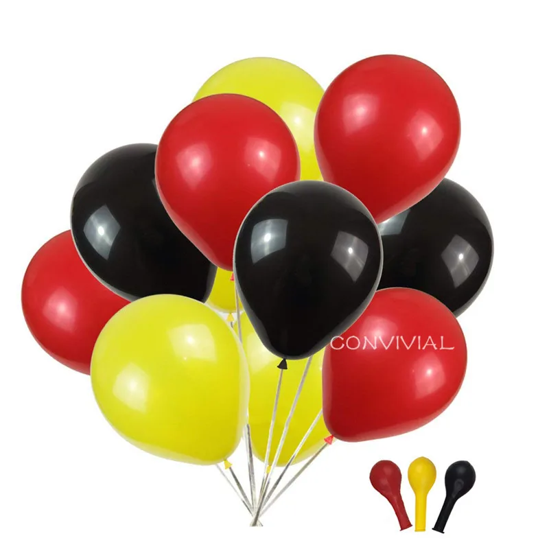 Black Red Yellow 12 шт Розовый Белый прозрачные воздушные шары Латекс Гелий Happy День рождения наборы; детский душ свадебные декоративные шарики события - Цвет: Black Red Yellow