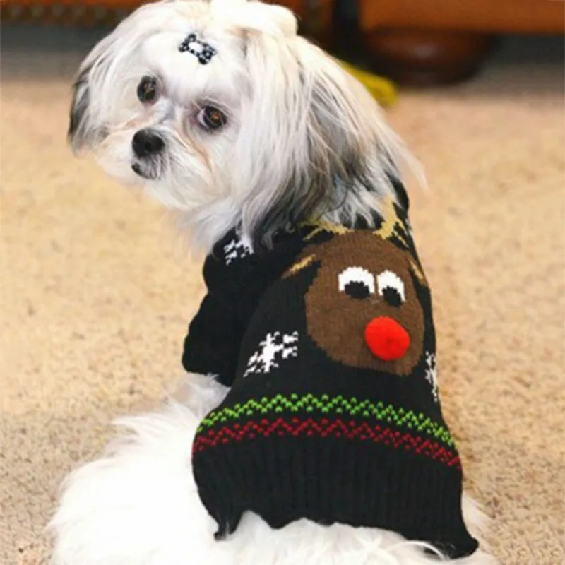 New Christmas Dog Warm Sweater Winter Clown Puppy Clothing Xmas Reindeer Clothes for Small Medium Pet Dogs | Дом и сад