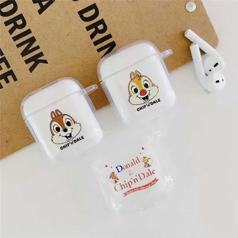 Сумки для Air Pods с английскими буквами Дейл чип Дональд Дейзи Мультфильм силиконовый прозрачный чехол для Airpods беспроводные наушники Bluretooth