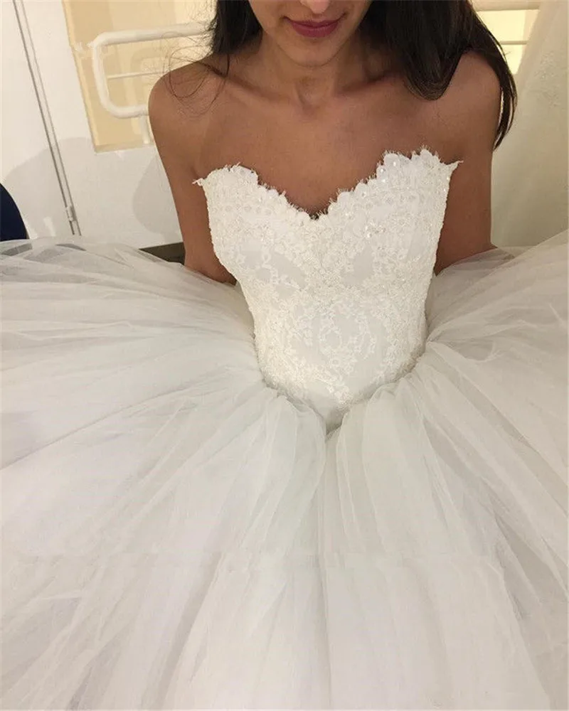 Vestido De Noiva горячая Распродажа 2020 бальное платье свадебное с кружевом Милая пышная