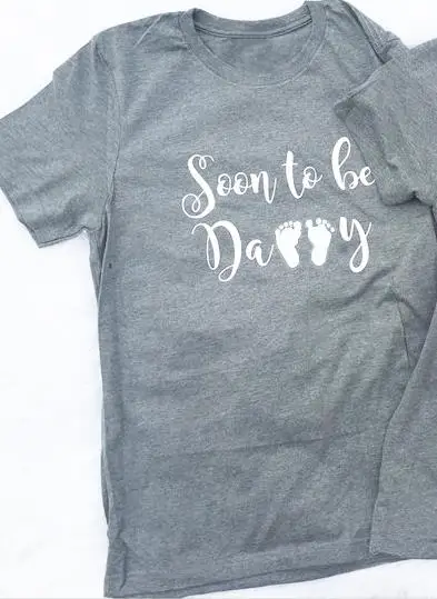 Grey-white daddy Футболка для беременных, для пар, ожидающих маму, grunge tumblr camisetas, графическая, унисекс, хлопковая, с принтом следов, женская, Винтажная футболка, Топ - Цвет: Grey-white daddy