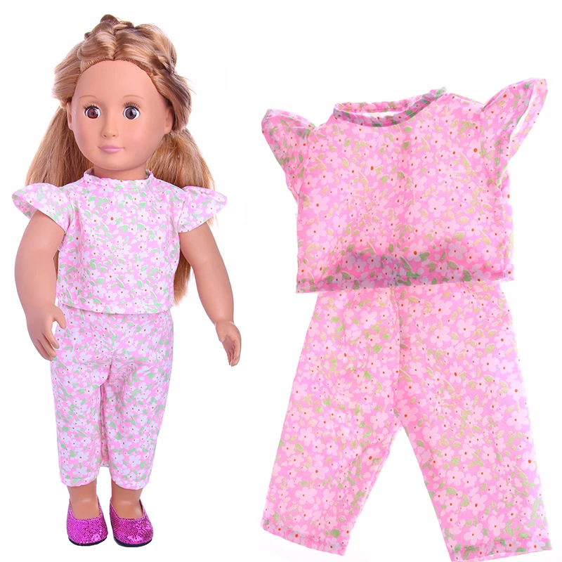 

Doll Clothes Accessories Pink flower partten Fit 18 Inch Doll & 43cm Doll Best Children Xmas Gift