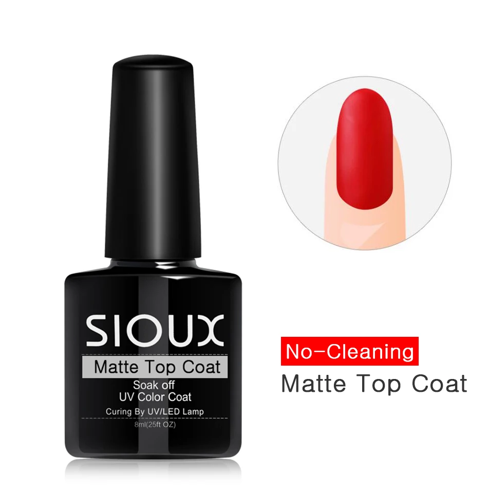 SIOUX Matt Top Coat Гель-лак для ногтей Светодиодный УФ-лак 8 мл прозрачный цвет верхнее покрытие матовый Волшебный Гель-лак