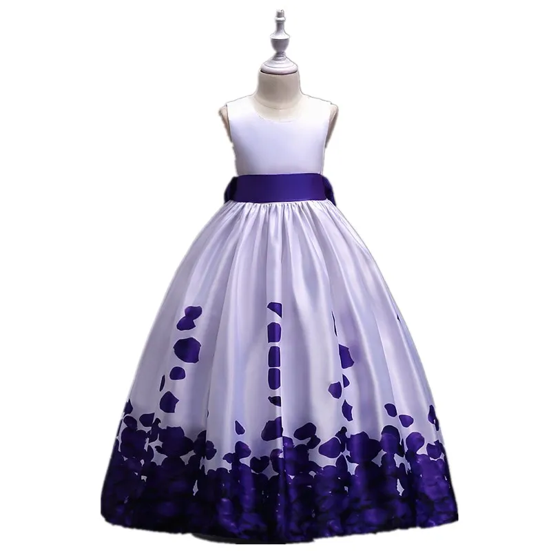 Blue Purple and White Children Flower Girl Dresses for Weddings Birthday Clothes 5 To 12 Girls Kids Long Party Dress | Детская одежда и