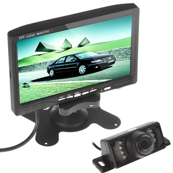 7 дюймов TFT lcd цветной автомобиль заднего вида DVD VCR монитор парковочный 2 AV вход + IR