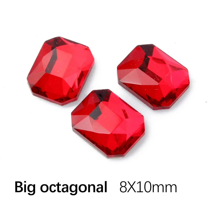 B-Octagonal 8X10mm Новинка! Стразы с плоской задней частью, красные кристаллы, 16 видов стилей камешки для дизайна ногтей для 3D ногтей, художественное индивидуальное украшение - Цвет: B-Octagonal 8X10mm