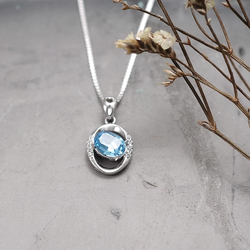 Ожерелье и кулоны с синими кристаллами из стерлингового серебра 925 пробы для