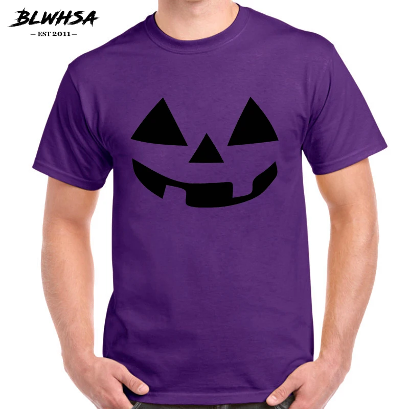 BLWHSA Before Christmas Men T-Shirts Short Sleeve Halloween Pumpkin Design Smiling Face Funny Cotton Casual Top&amptee | Мужская одежда
