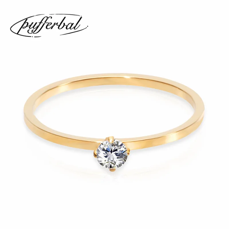 Couple Ring Fashion New Simple Stainless Steel Inlaid Zircon Silver And Gold Rose Color Ladies Ornaments ZK15 | Украшения и
