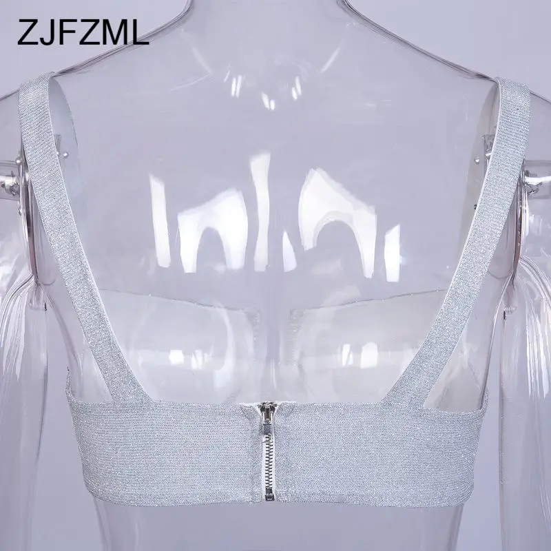 Bling Серебристая летняя сексуальный Бюстье Топ Без Рукавов бретелек