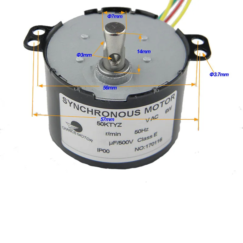 CHANCS 50KTYZ AC 220V Synchronous Electric Motor 5RPM 6W Geared Permanent Magnet Slow Speed Reducer Motors | Обустройство дома