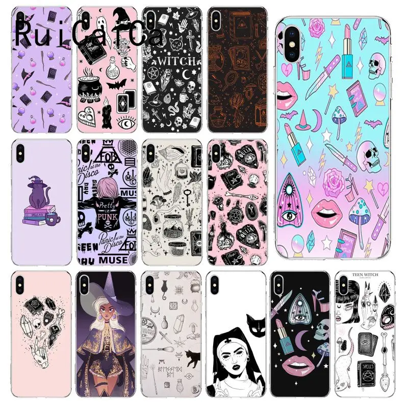 RuiCaiCa Girly Pastel Witch Goth TPU Мягкий резиновый чехол для телефона iPhone 5 5Sx 6 7plus 8 8Plus X XS MAX XR