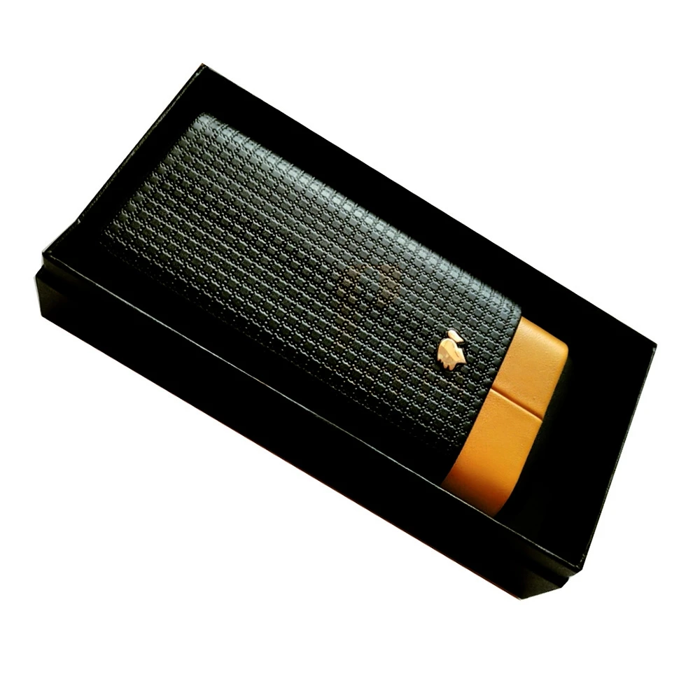

COHIBA style Cigar Cases 3 Holders Black Red Travel PU Leather Cigar Case Wrapped Cedar Tube Mini Cigar Humidor Box