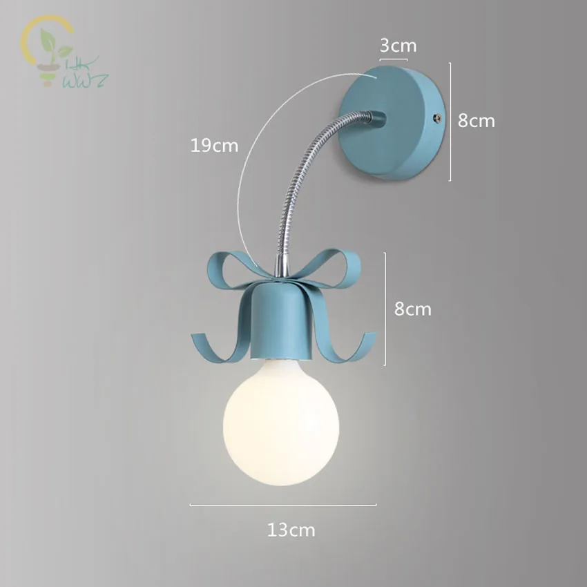 

Nordic Color Bow Led Wall Lamp Modern simplicity Corridor Wall Lights Bedside Lamp.For Kid's room Home Ligting apliques de pared