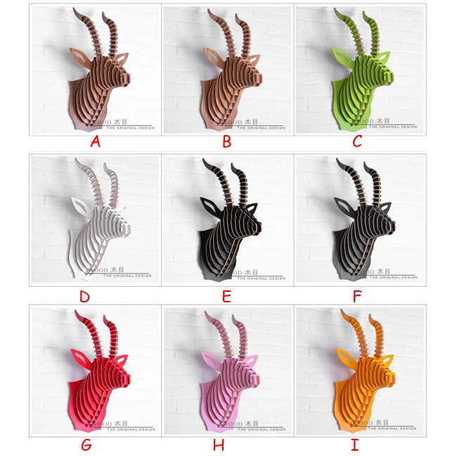

1 Piece 25 Inch Nordic Style Wooden Antelope Head For Art Home Wall Decoration Wood Animals Head Hanging IW-WD010