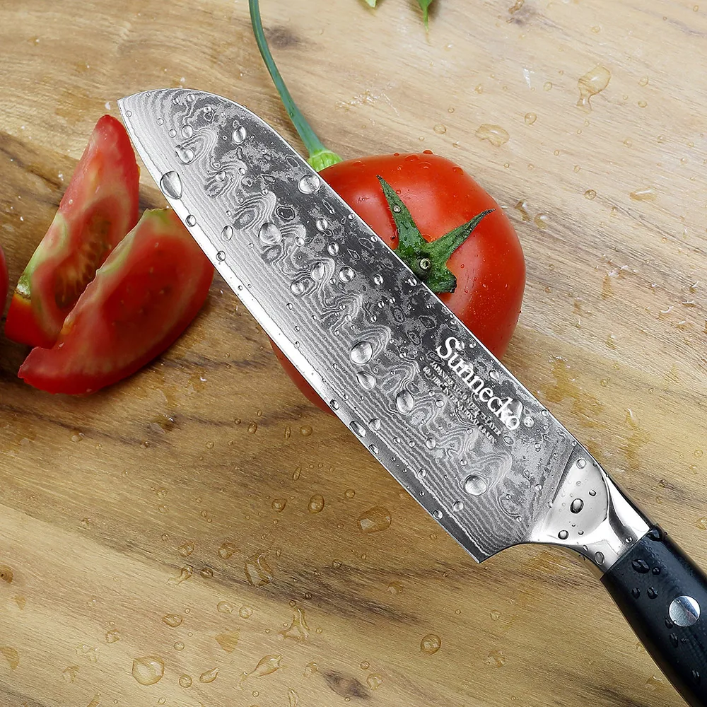 SUNNECKO 5 дюймовый кухонный нож Santoku японский Damscus VG10 острое стальное лезвие бритвы G10