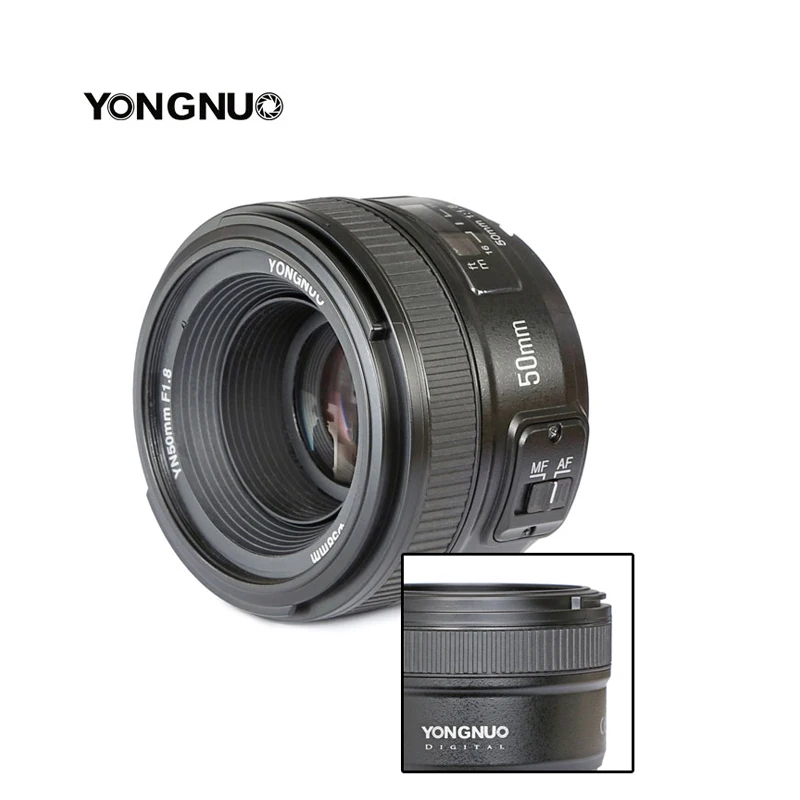 Светодиодная лампа для видеосъемки YONGNUO YN50mm F1.8 с фиксированным фокусным расстоянием большой апертурой Автофокус Объектив для Nikon D800 D300 D700 D3200 D3300 D5100 D5200 D5300 DSLR Камера объектив
