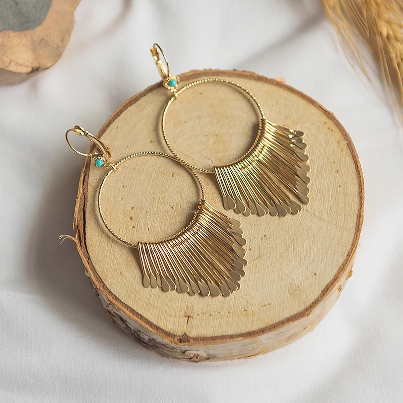 Wild &amp Free Boho золотые серьги с металлическими кисточками открытым носком для