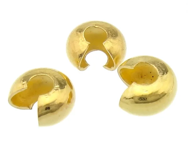 Бесплатная доставка оптовая продажа Обжимные бусины 200 шт. Позолоченные 5 мм