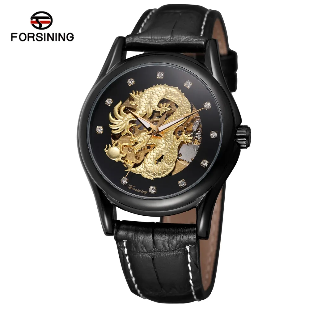Forsining Original Watch for Men Automatic Skeleton Durable Genuine Leather Strap Popular Wristwatch FSG8151M3 | Наручные часы
