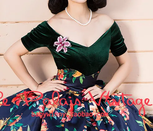 30-Женские винтажные 50s черный, красный, зеленый бархат, короткий рукав, v-образный вырез, велюровый укороченный топ, рубашка, стиль pinup, футболка, элегантные рубашки - Цвет: green
