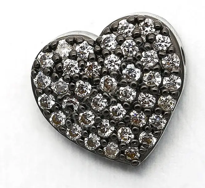 Gunmetal 10*10 мм латунь кубический цирконий сердце подвески-соединители, сердце, смешанные цвета, отверстие: 1 мм, Модель: VS225 - Цвет: Gunmetal