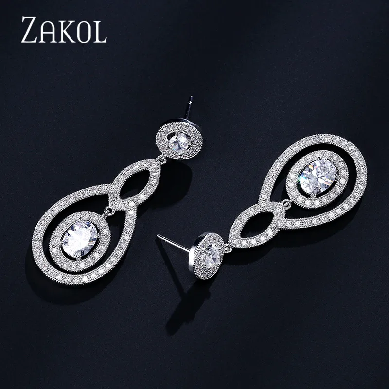 ZAKOL Trendy Water Drop Shape Cubic Zircon Micro Pave Stone Earrings For Bridal Wedding Jewelry Women Bijoute FSEP2163 | Украшения и