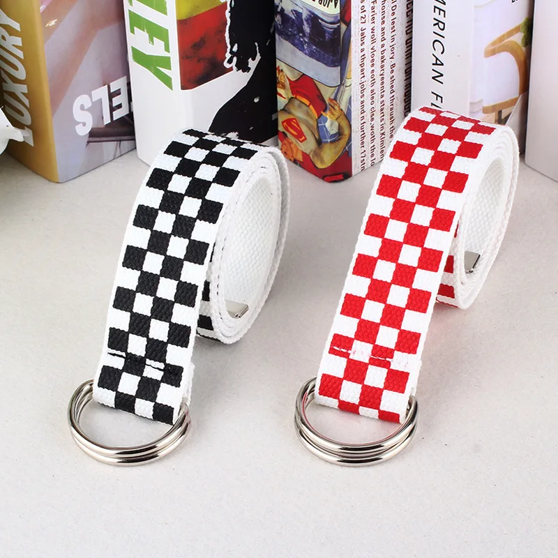 

Canvas Checkerboard Belts Cummerbunds Canvas Waist Belts Casual Checkered 2023 Waistband 135cm Black White Plaid Belt