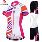 Женский комплект из Джерси для велоспорта X-Tiger, летняя одежда для велоспорта с защитой от УФ лучей, быстросохнущая одежда для горного велосипеда, комплект для велоспорта