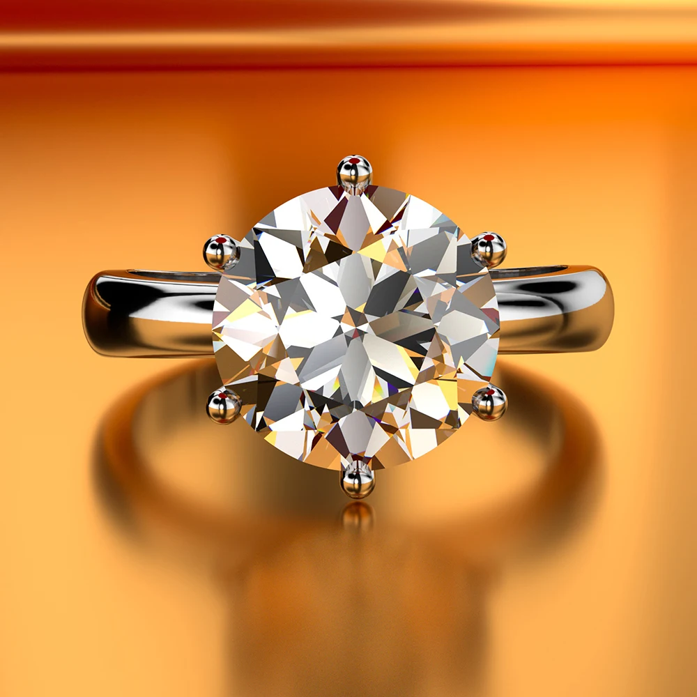 Anillo solitario 100% Soild 999 Jewellery de plata ley 2019 1.5ct Сона фианит AAAAA anillo де comproiso для женщин|Кольца|
