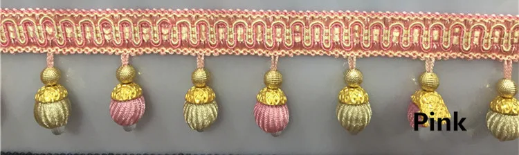 Pink XWL 12 ярдов/партия 6 см широкие бусины кружевные аксессуары для занавесок кисточки бахрома отделка ленты DIY для занавесок диван вуаль диван домашний декор - Цвет: Pink
