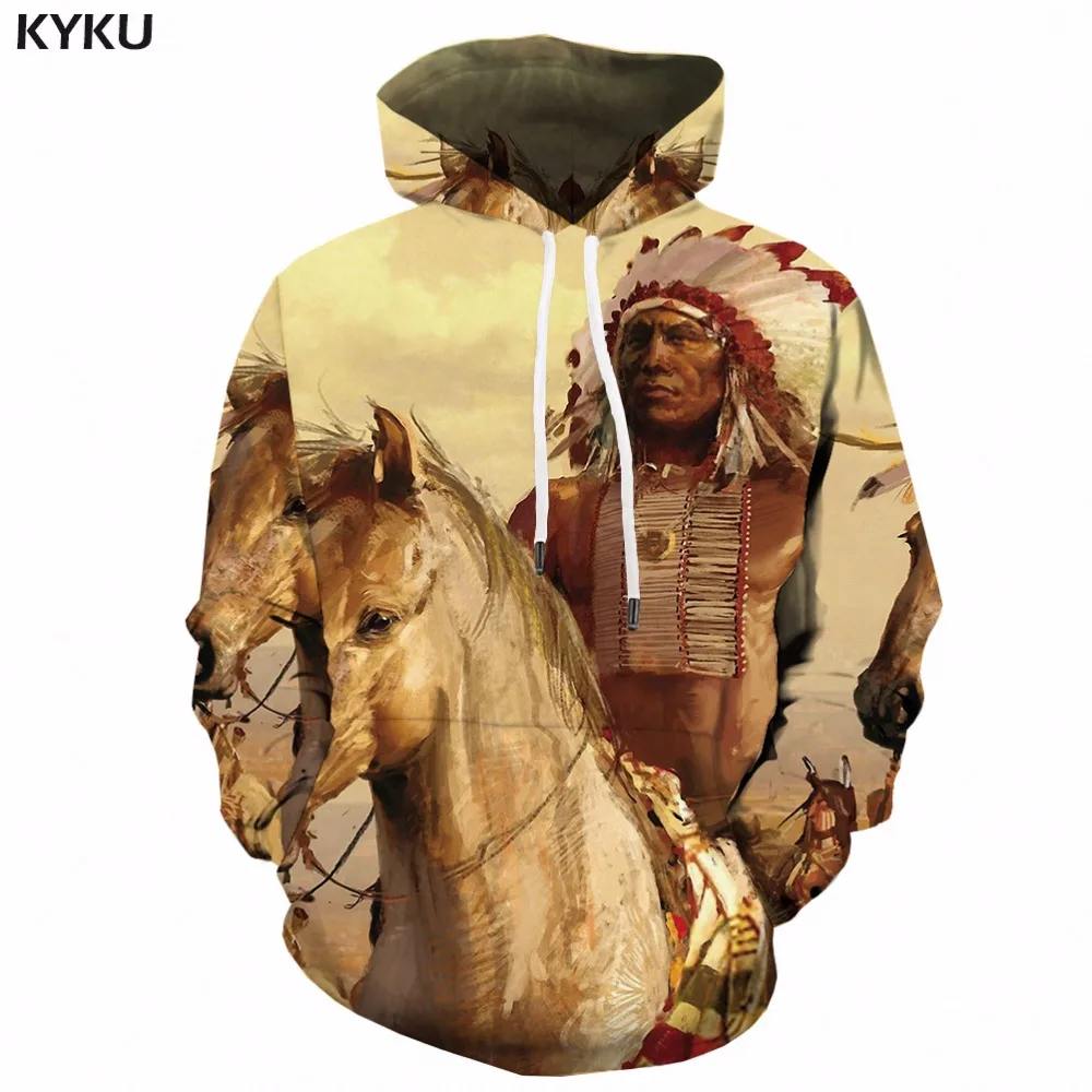 KYKU красочные кофты с капюшоном Для мужчин бренд 3d Толстовка Mountain аниме
