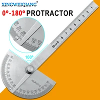 0 180degrees 10cm angle ruler goniometer stainless steel protractor round head ruler woodworking angle square corner test