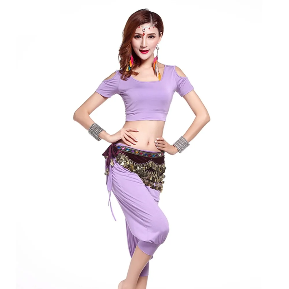 2017 Для женщин танец живота костюмы комплект 2 шт. 3 Топ брючный ремень модал