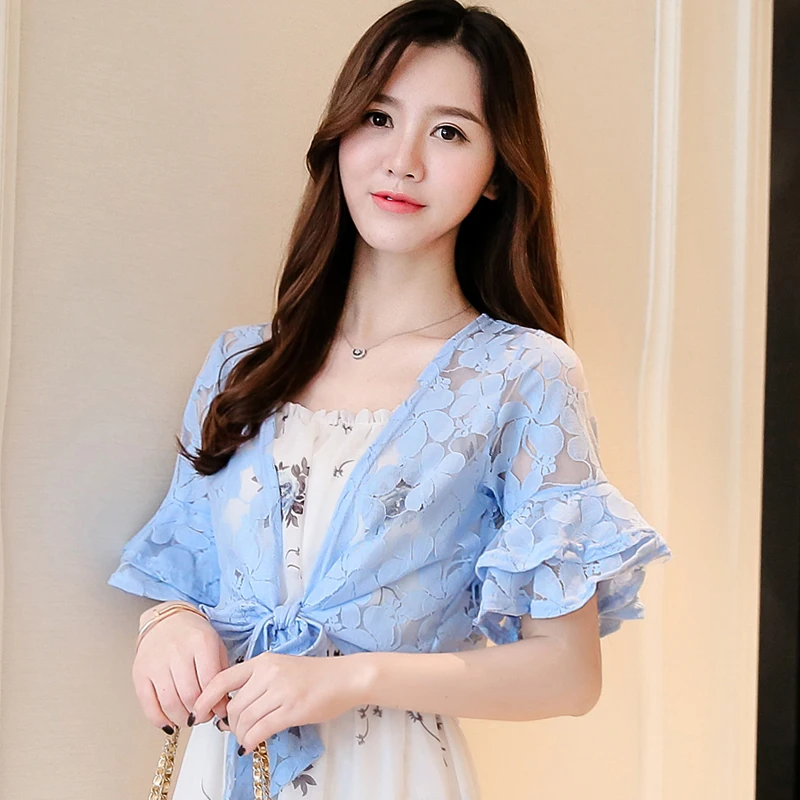 

Sale New Arrival Women'S Short Sleeve Solid Shrug Lady Fashion Thin Short Cardigans Casual Waistcoat Summer Sunproof outwear