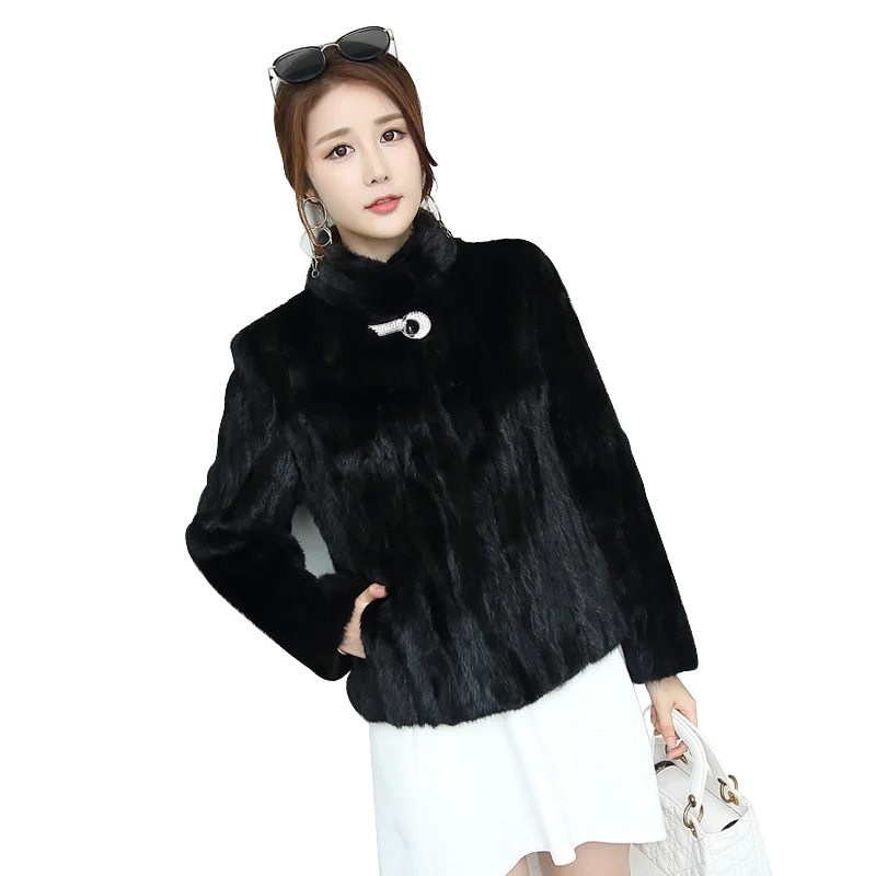 Женская короткая норковая куртка черная шуба верхняя одежда зима 2019 |