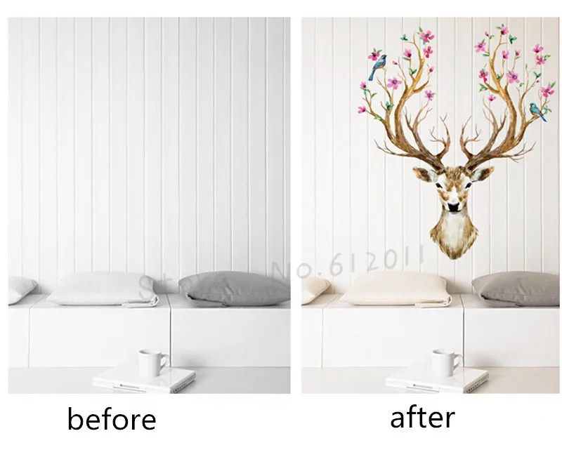 Большие размеры 60x90 см наклейки на стену с изображением оленя из мультфильма