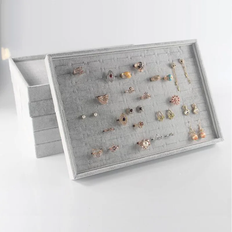 

Classic Velvet Jewelry Trays Jewelry Storage Organizer Jewelry Display Holder Bracelets Rings Earring Jade Pendan Box Case