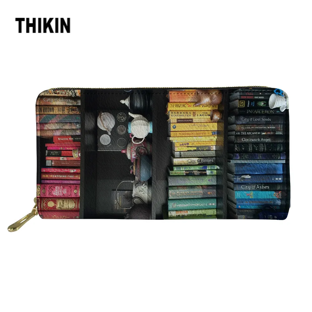 Длинные женские кошельки THIKIN с рисунком в виде книжки Модный женский клатч