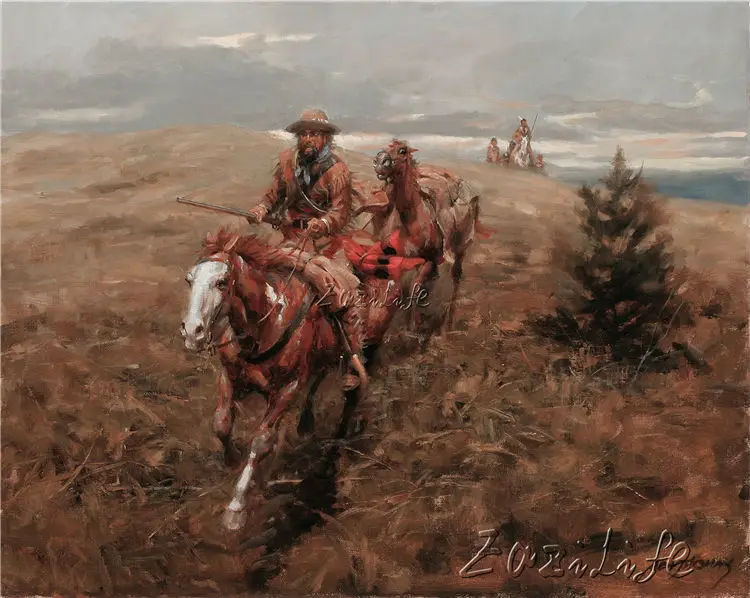 Ковбойская картина маслом напечатанная на холсте 4|painting picture|cowboy oil paintingoil painting |