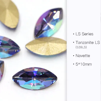 navette 5x10mm Стразы для нейл-арта, ювелирные изделия, декоративная наклейка, танзанит, лазерные стразы, камни, стеклянные стразы для одежды - Цвет: navette 5x10mm