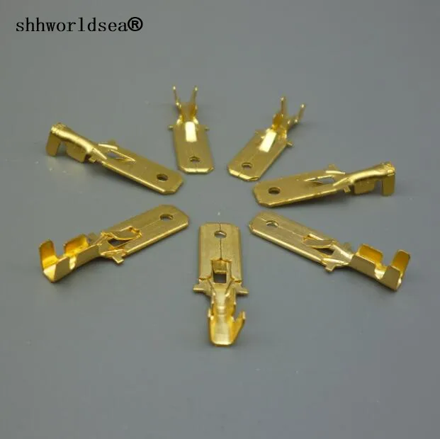 

shhworldsea 200PCS 6.3mm car splices wire terminals Crimp Terminal Male Spade Connector Free shipping