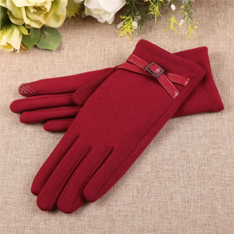 BL012 Dark Red Перчатки женские зимние теплые перчатки для вождения плюс бархат Сенсорный экран холодная тонкая секция относится к не падающим бархатные перчатки BL013N1 - Цвет: BL012 Dark Red