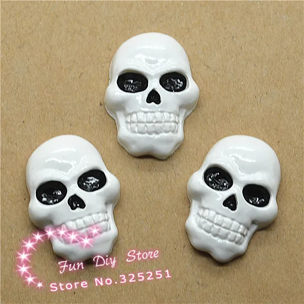 

wholesale white skull for Halloween Party Resin Cabochon Flatbacks 50pcs 19*26mm