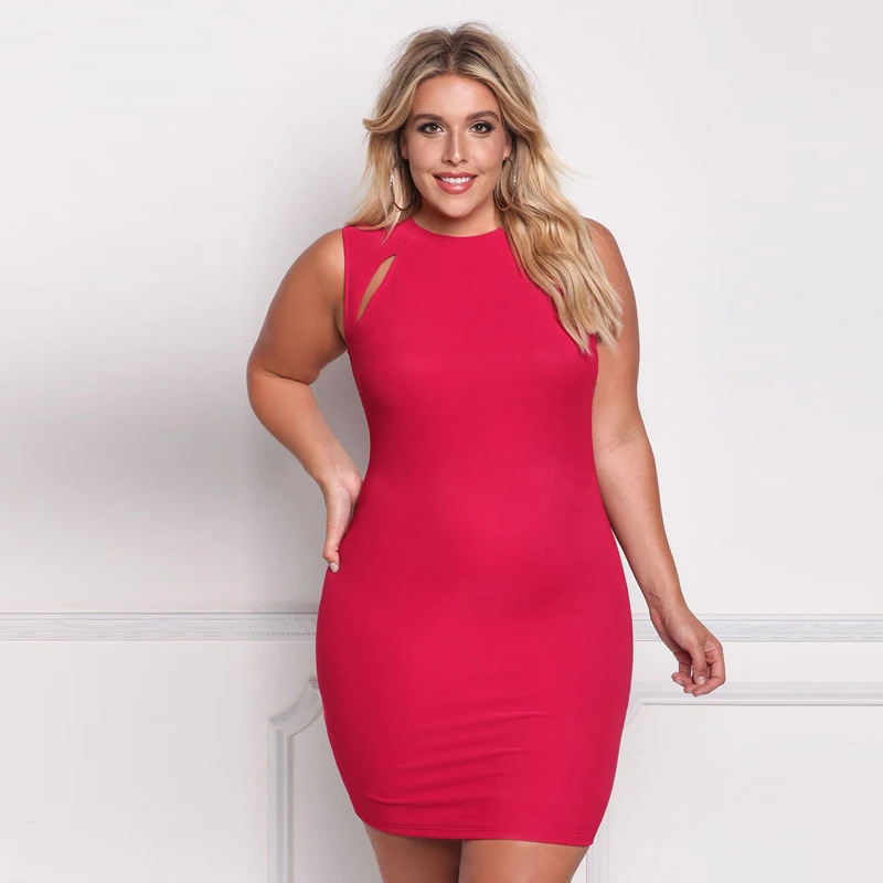 Sexy выдалбливают плюс Размеры платья женские короткий рукав Bodycon тонкий вскользь